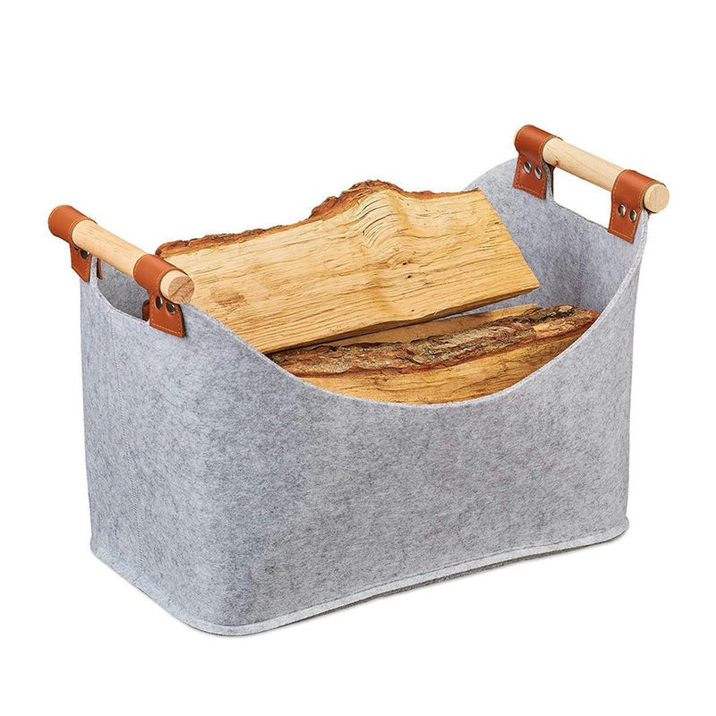 Filcowy kosz na polana, duży nowoczesny kosz, filcowy kosz na polana, organizer na filcową torbę, uchwyt na polana, 45 x 32 x 40 cm