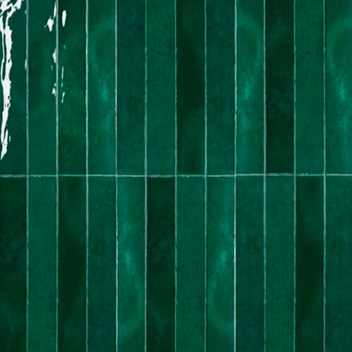 Ceramiche Mattonelle Decorative Nair Green Lucido 5x30. Formato Allungato Premium per Parete Bagno e Cucina - 2
