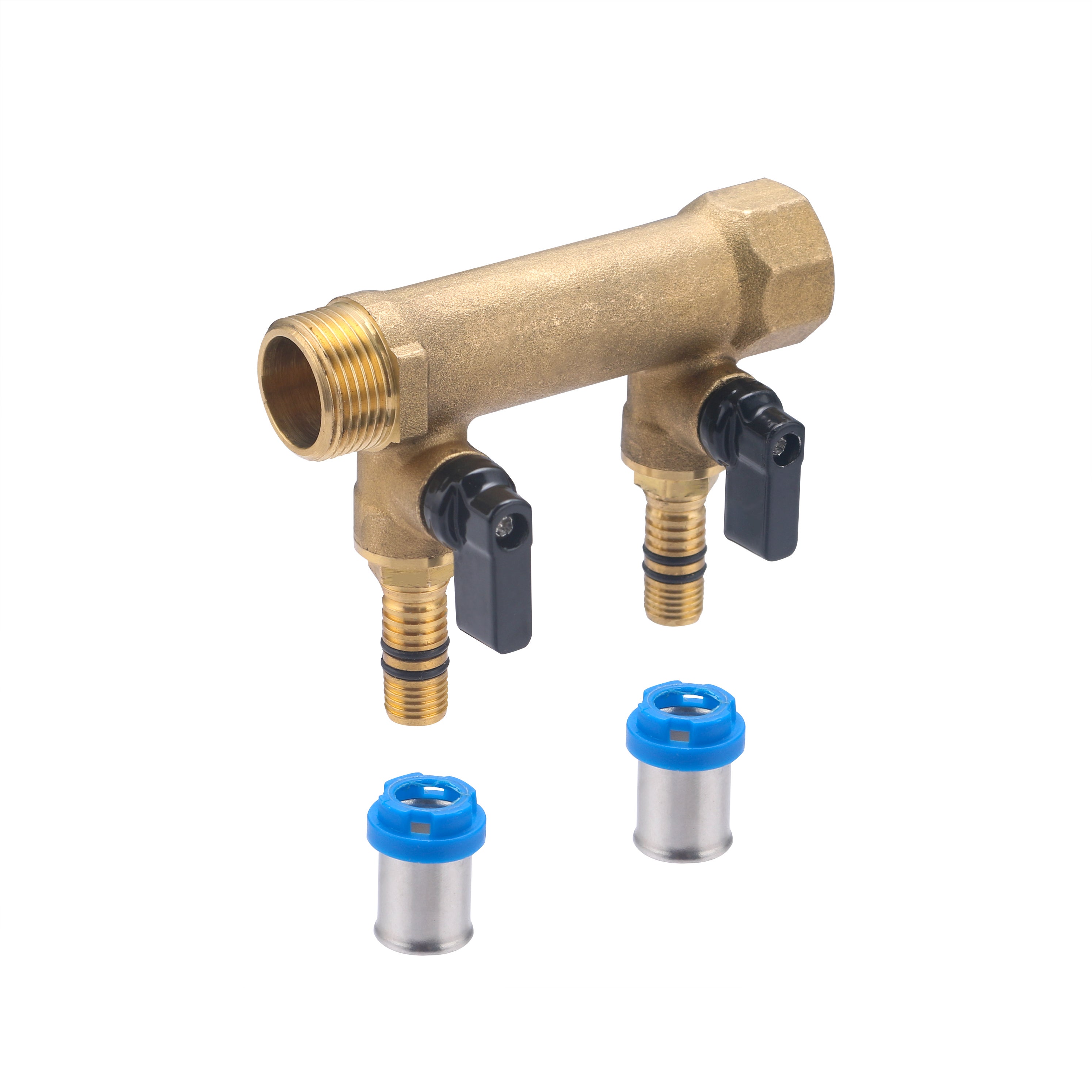 Colector macho - hembra 3/4 - 2 salidas multicapa a presión de 5/8 con válvulas QUICK PLOMBERIE - 8