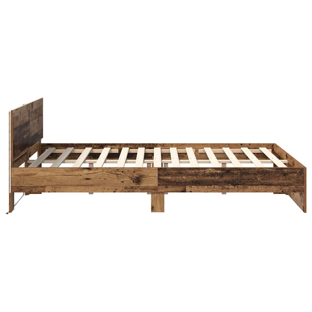 Cadre de lit en panneau de bois bois ancien pour la chambre, 150 × 200 cm - 7