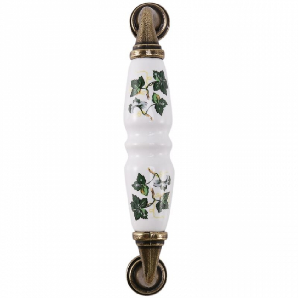 Uchwyt meblowy - do szuflad, szafek - ceramiczny - 1 sztuka - 96 mm - biały