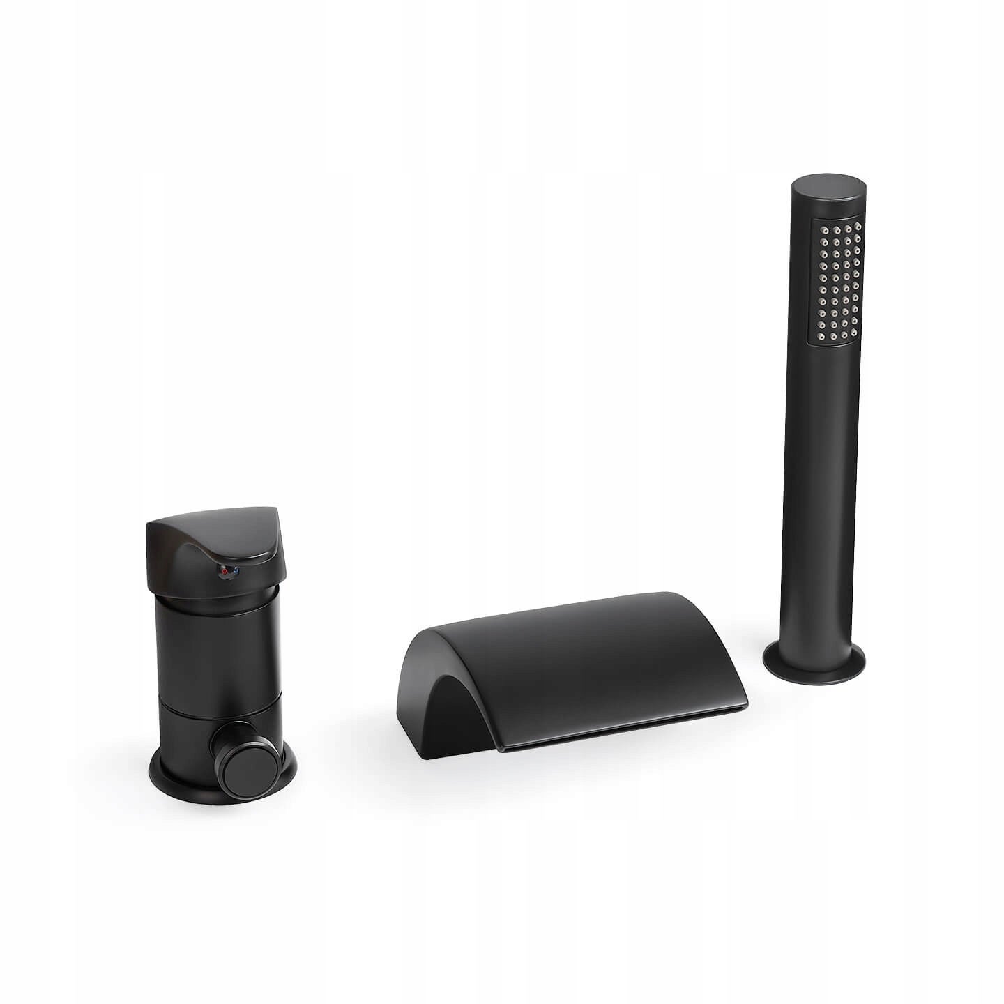 CZARNA BATERIA NAWANNOWA 3 OTWOROWA WANNOWA ZESTAW DO WANNY Z WODOSPADEM