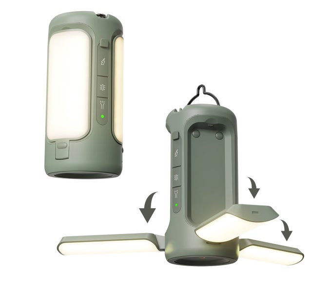 Lanterne de camping pliable 6000 mAh - Lampe de poche portable rechargeable - Haute capacité - Lampe de tente suspendue - Verte