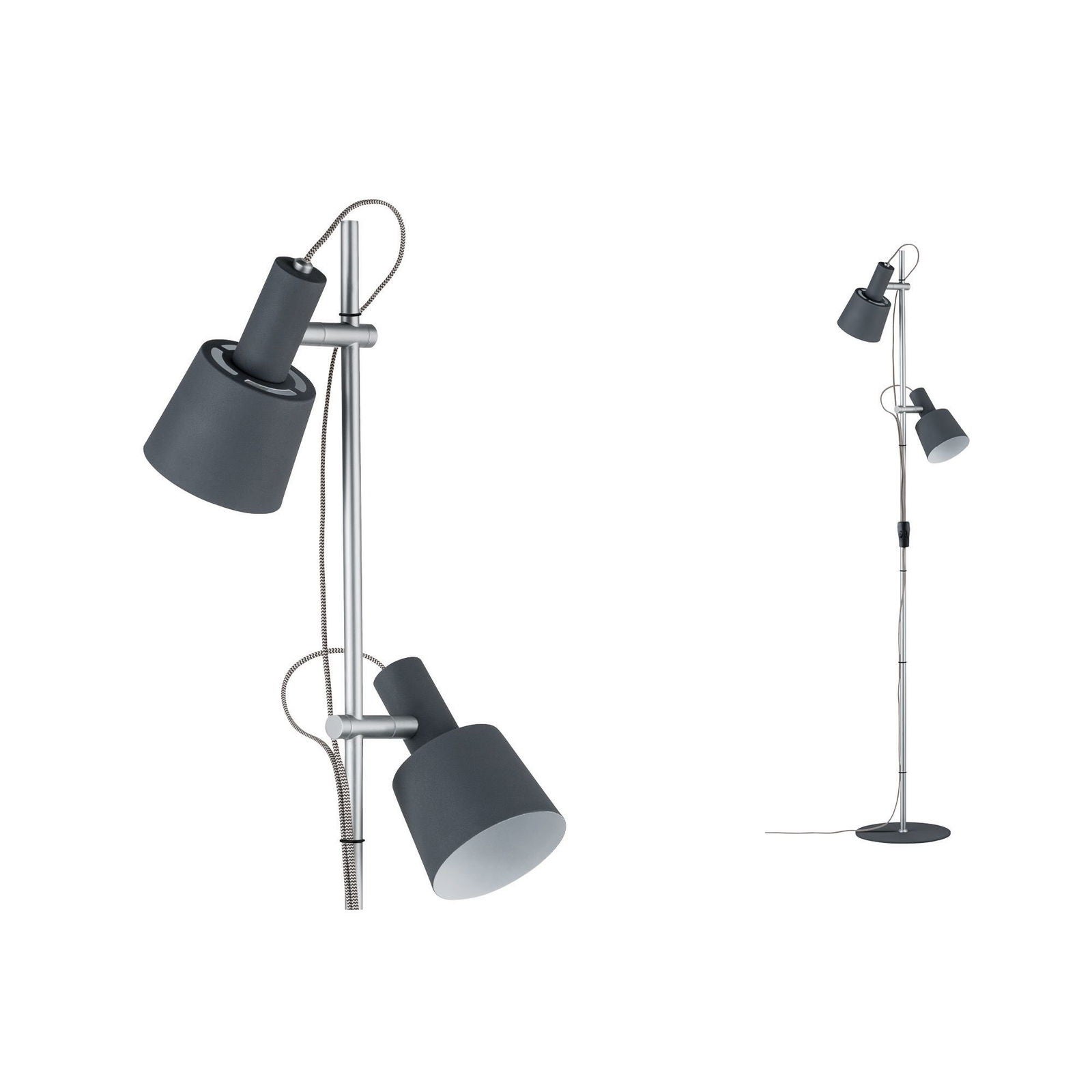 Lampa podłogowa stojąca Neordic chromowana czarna 2xE14x20W wym: 152 x 30 x 23 cm metal Paulmann