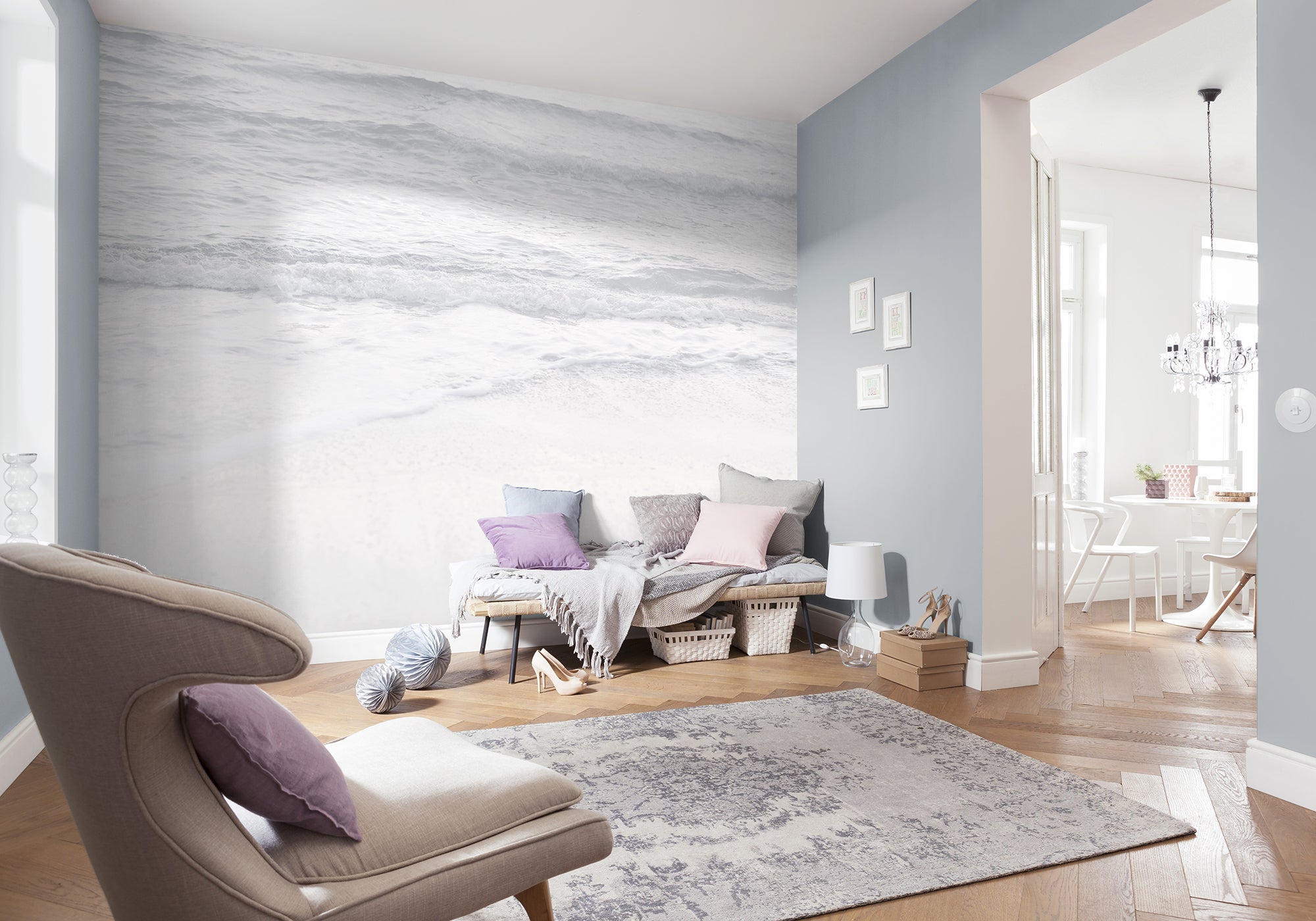 Fototapeta plaża szaro-białym - 400 x 280 cm - SANDERS &amp; SANDERS