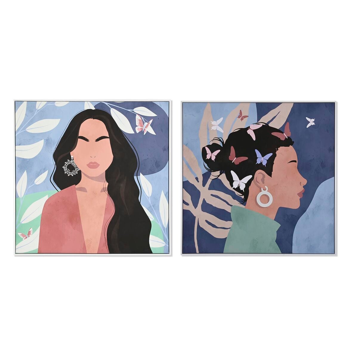 Cuadro dkd home decor 103 x 4,5 x 103 cm mujer escandinavo (2 unidades)