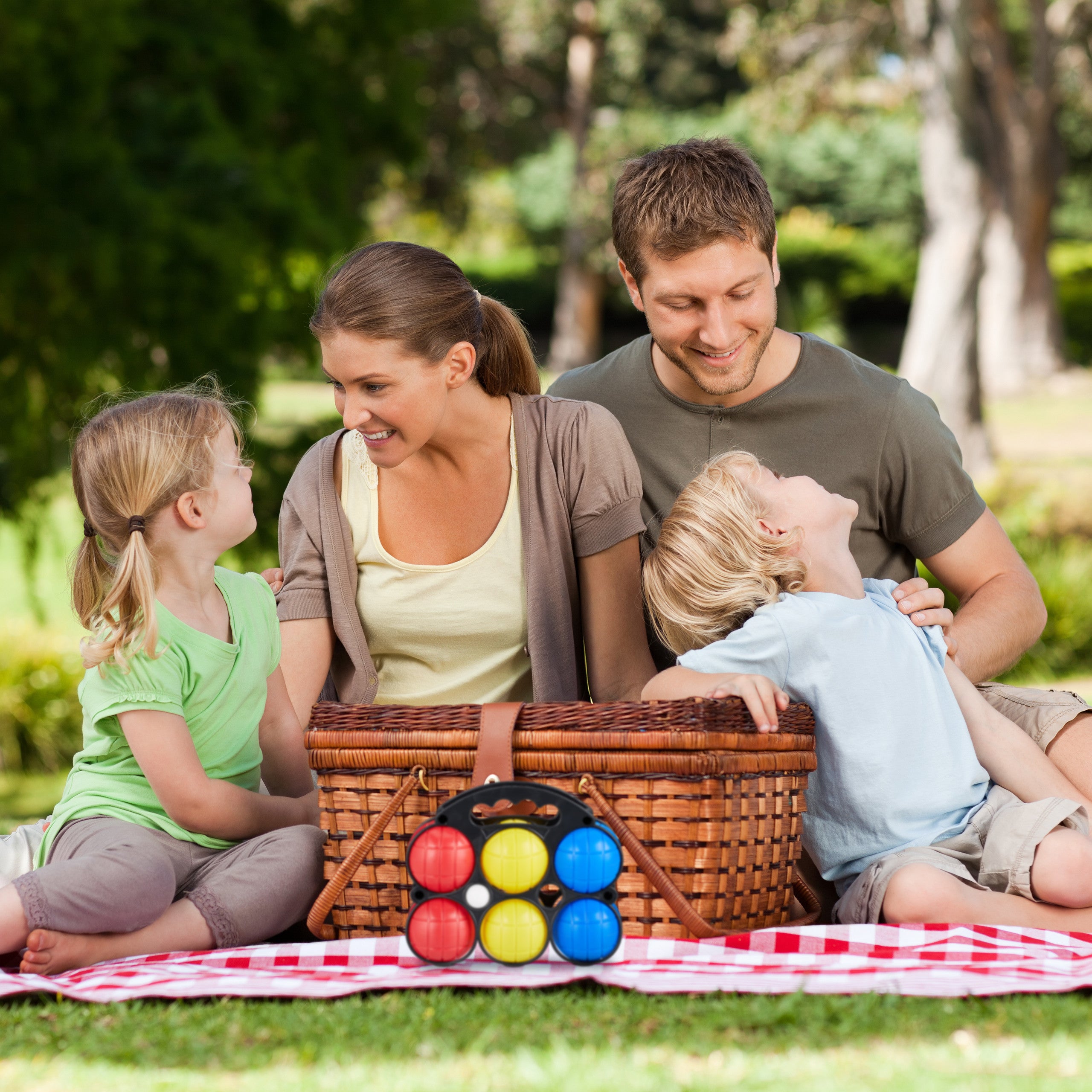 boule de pétanque enfant, 6x3 couleurs, plastique, avec cochonnet&étui de transport, set pour enfants, coloré, Relaxdays - 6