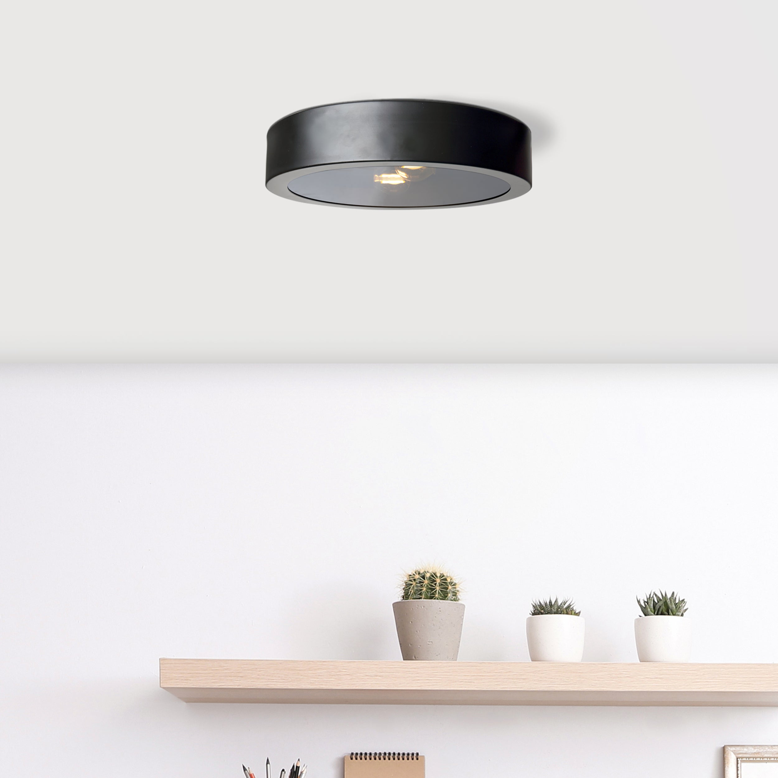 Brilliant lampa sufitowa Sandros 31cm czarny/szkło metal/drewno czarny 2x D45, E14, 40 W - 6