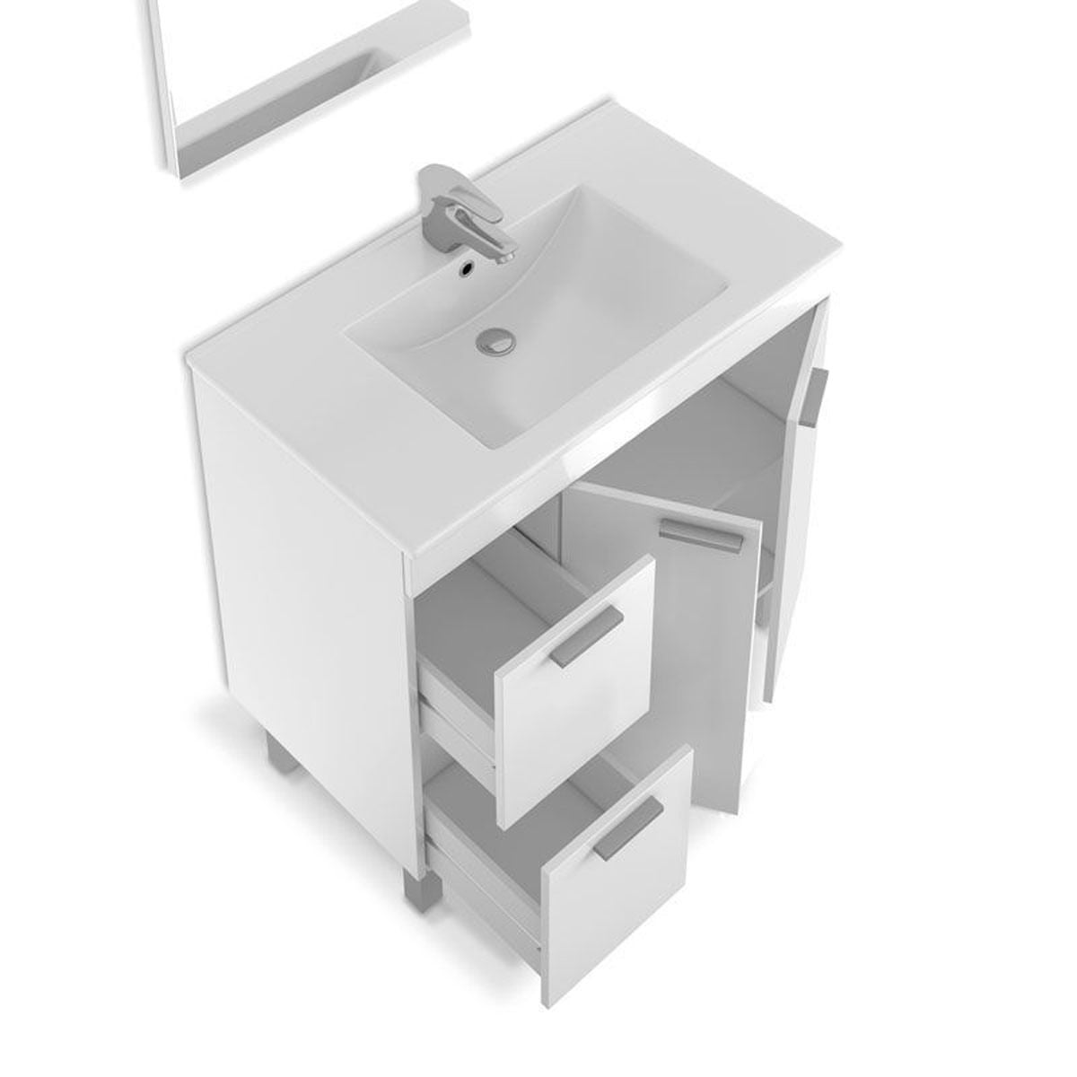 ONDEE ZEN - Meuble de salle de bain à poser AKTIVA - 80cm - Blanc - Mélaminé - Livré en kit - 5