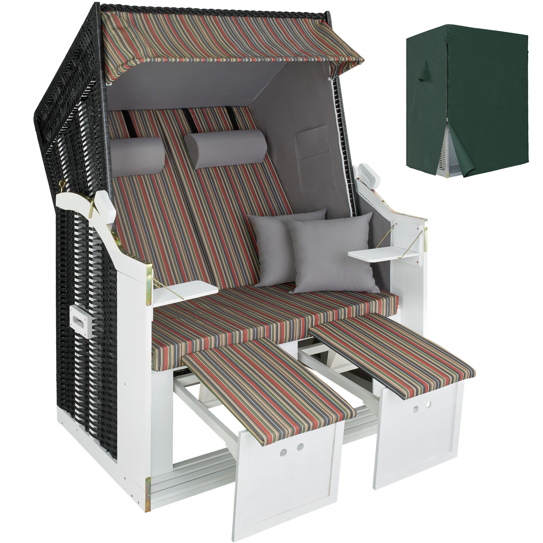 TecTake Sdraio Da Giardino Richiudibile | Con Cuscino E Ripiano | Portata 200 Kg, Nero - Foto 6