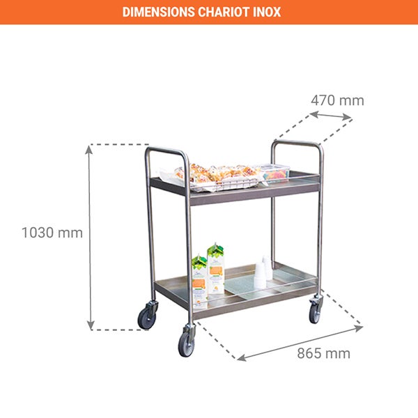 Desserte inox 304 L avec galeries de maintien 3 plateaux 835 x 435 mm 300 kg - 880000634 - 2