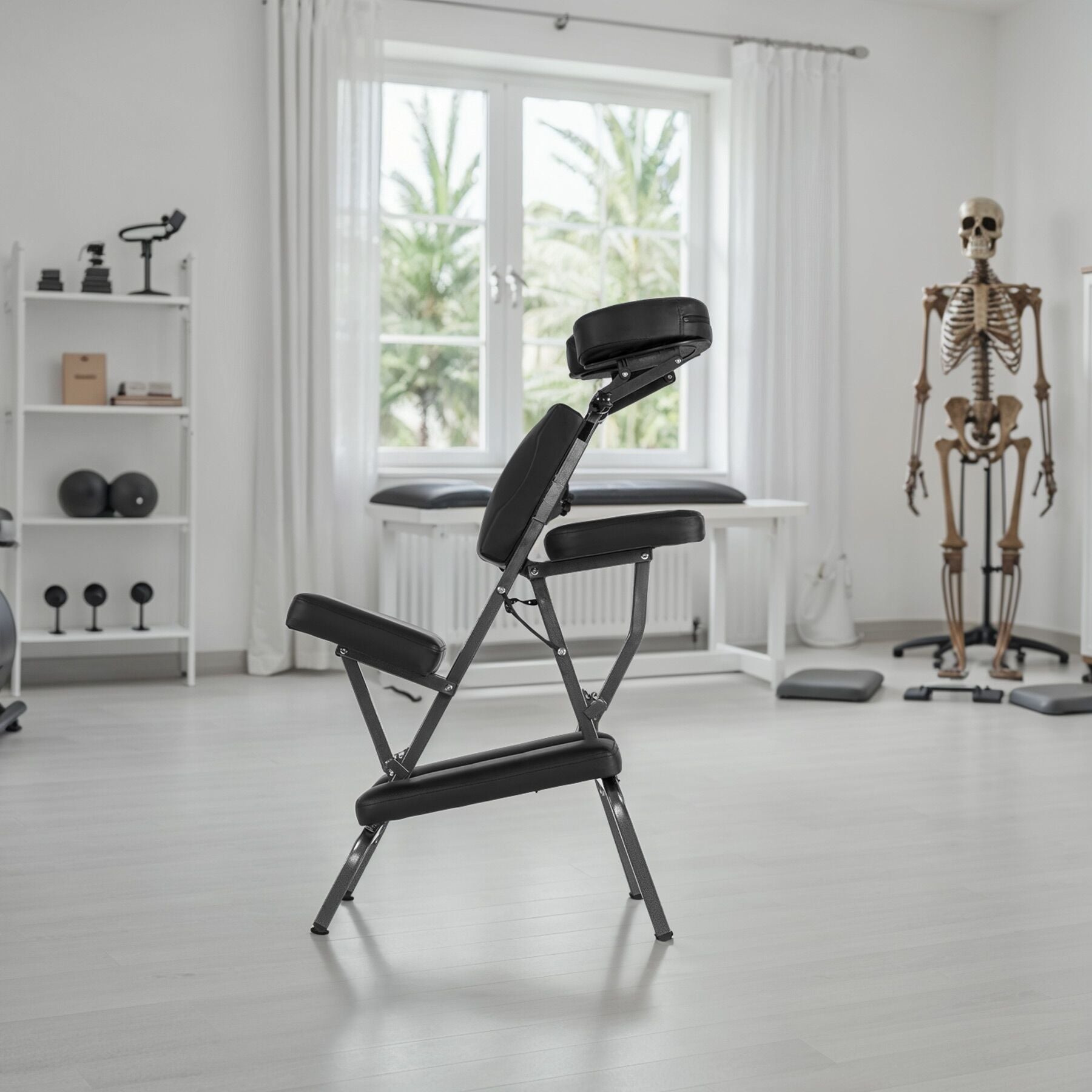 Chaise de massage en acier et cuir synthétique pliable avec sac de transport inclus TECTAKE - 2
