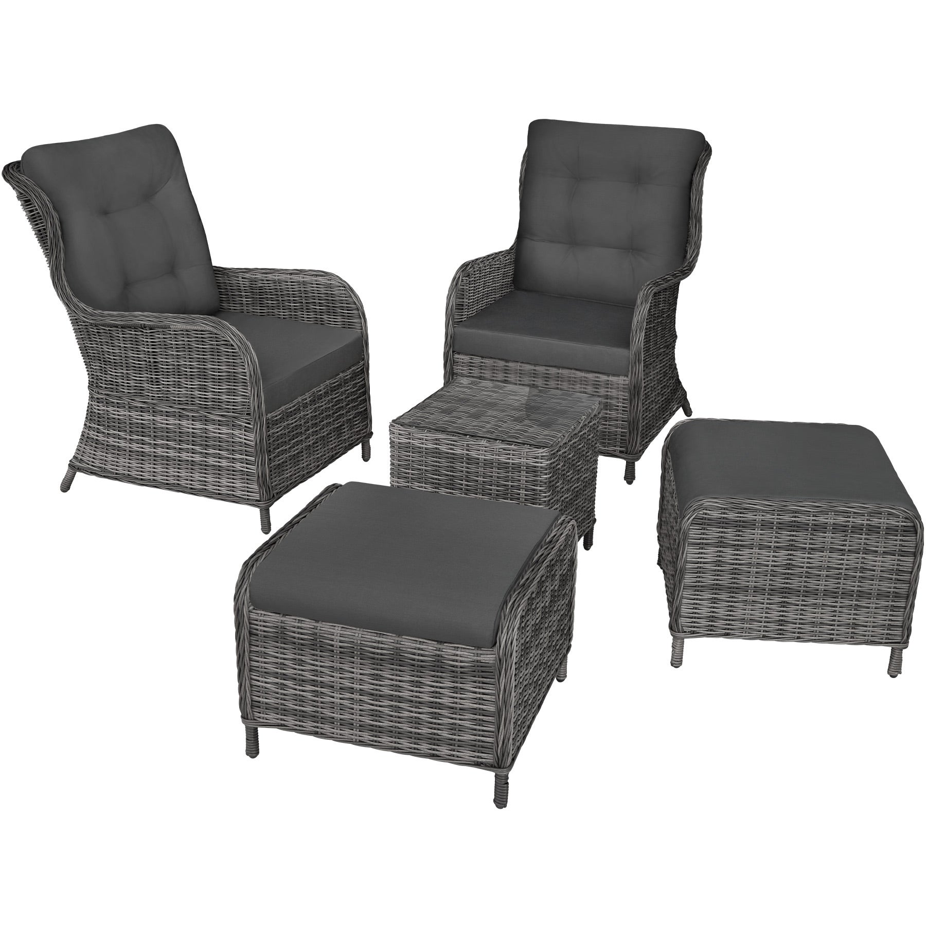 Salon de jardin en résine tressée et aluminium 4 places avec plateau en verre de sécurité sans montage TECTAKE - 2