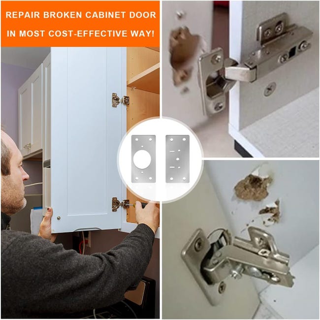 Kit Riparazione Cerniere Mobili - 10 Piastre Con 60 Viti, Per Ante Danneggiate - Foto 7