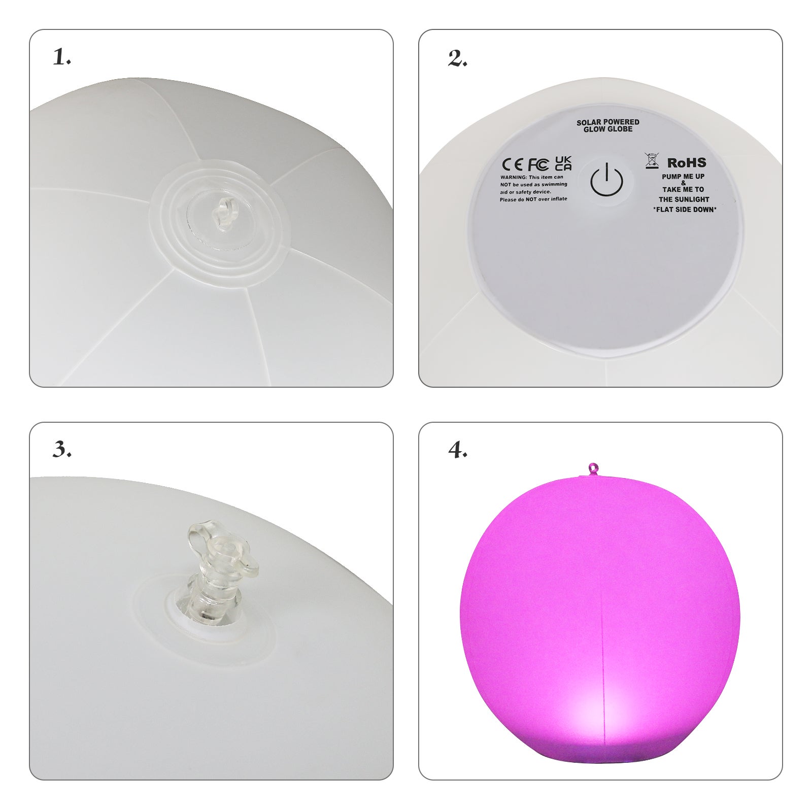 GLAMARIS 2PCS Boules Lumineuses LED Solaires RGB,PVC,Télécommande + Pompe Incluses,4 Modes,Éclairage Extérieur pour Piscine et Jardin,Étanche IP67 - 4