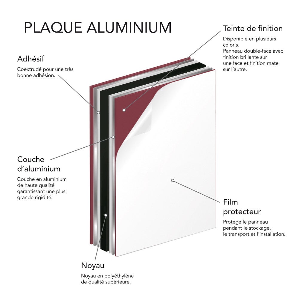 Panneau rond plaque composite aluminium dibond rouge, 450mm (45 cm), Ep.3 mm - 3