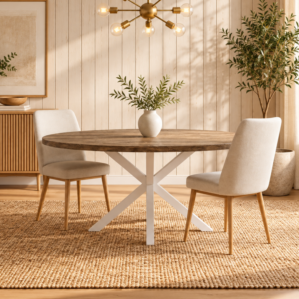 Hibuhome Mesa Comedor Ovalada, 140X80x75 Cm, Modelo Stacy, Patas Blancas , Leroy Merlin
