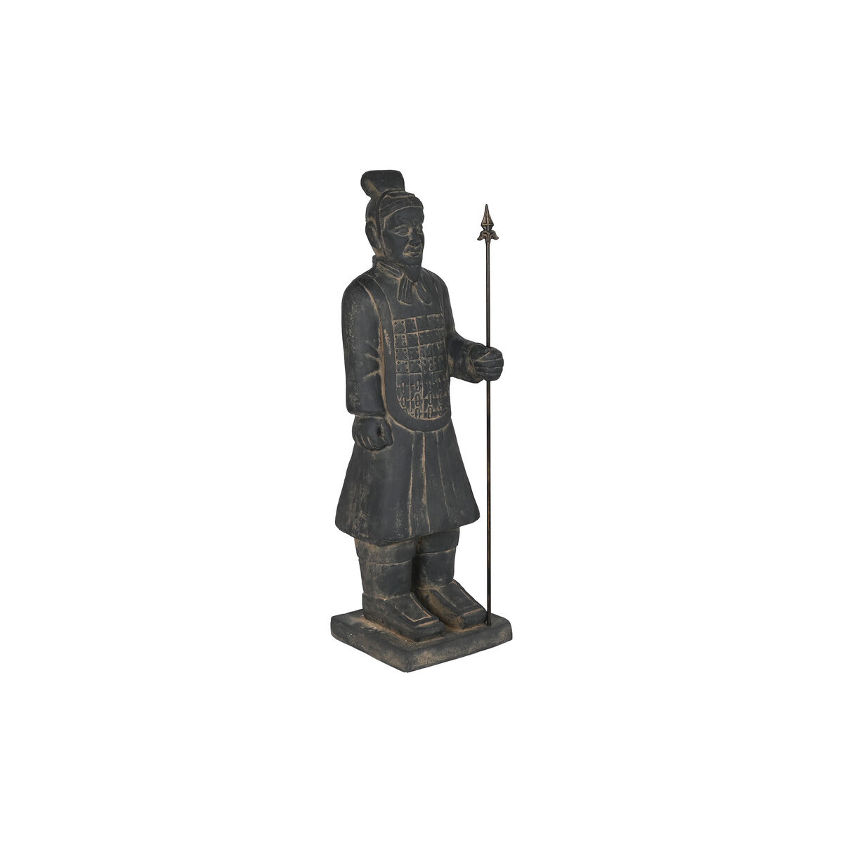 Figura decorativa home esprit gris dorado oriental guerrero 35 x 32 x 118 cm