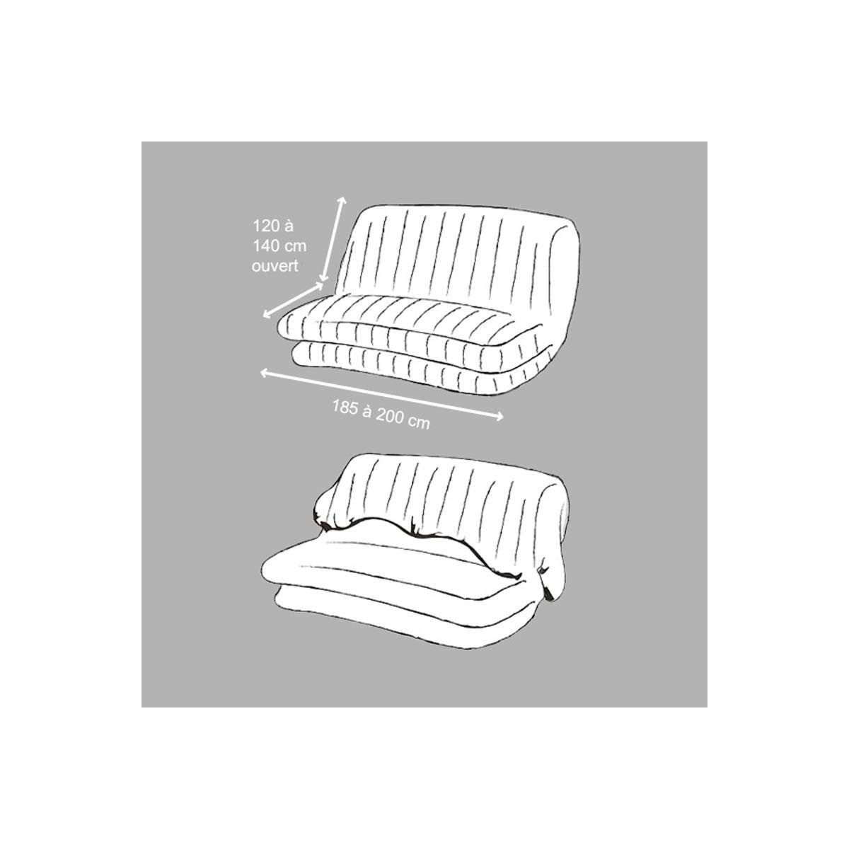 Housse de clic-clac matelassée - Gris clair - 140x200 cm - Polyester - 4
