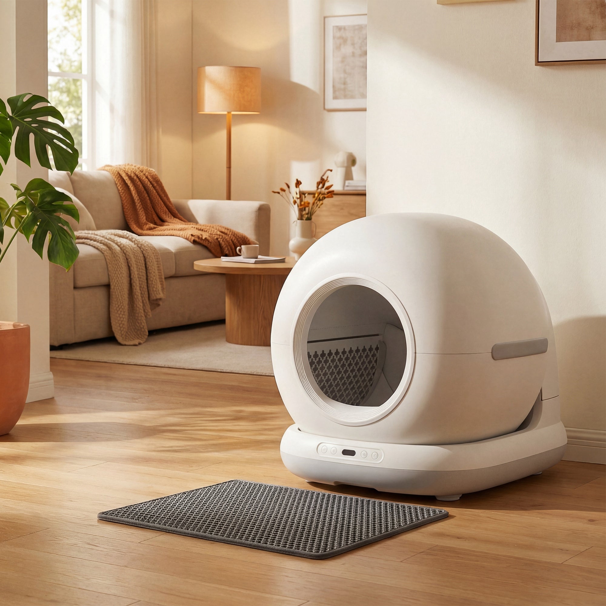 Pawhut Arenero Gatos Autolimpiable Pp, Abs 58.1X47.5x53 Cm Blanco , Leroy Merlin