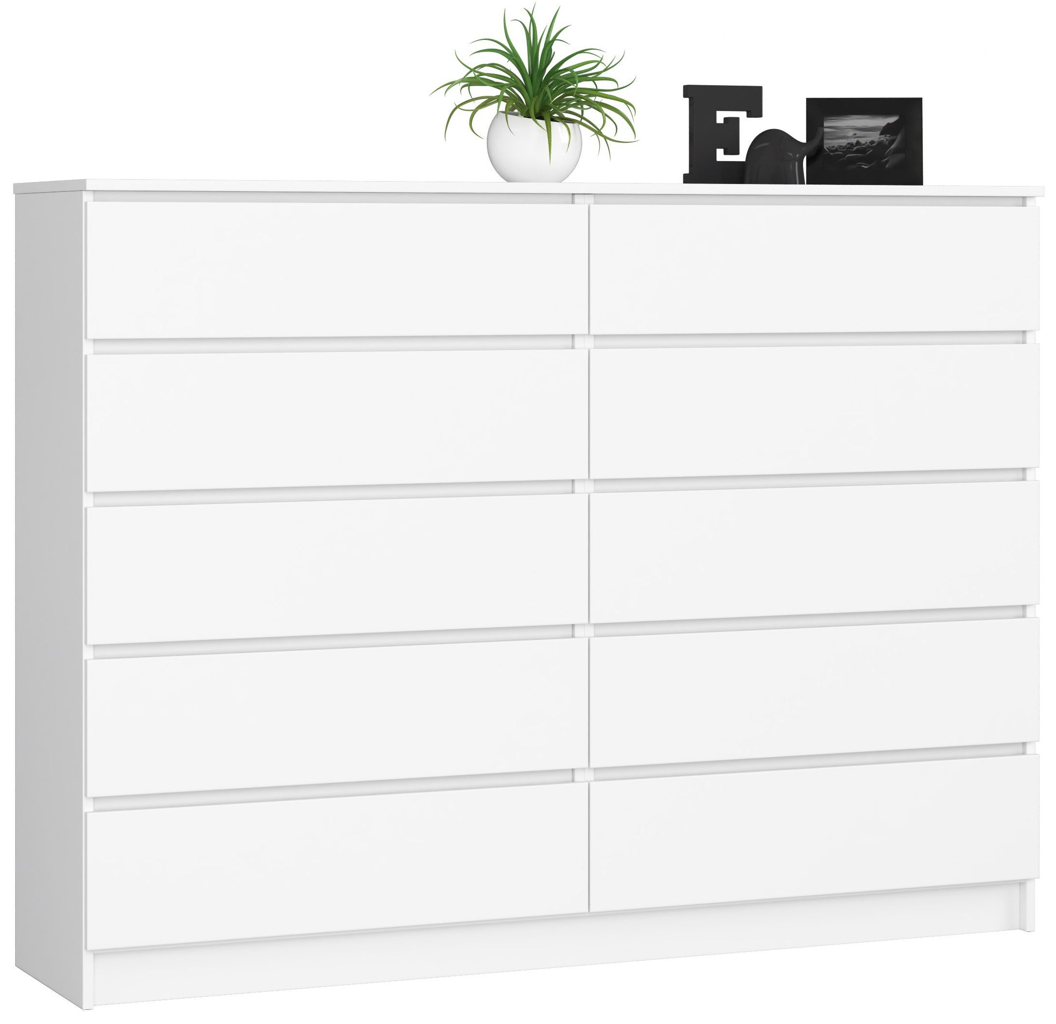 Komoda AKORD K160 Biała 160 cm 10 szuflad kolor Biały mat 160x40x121 cm