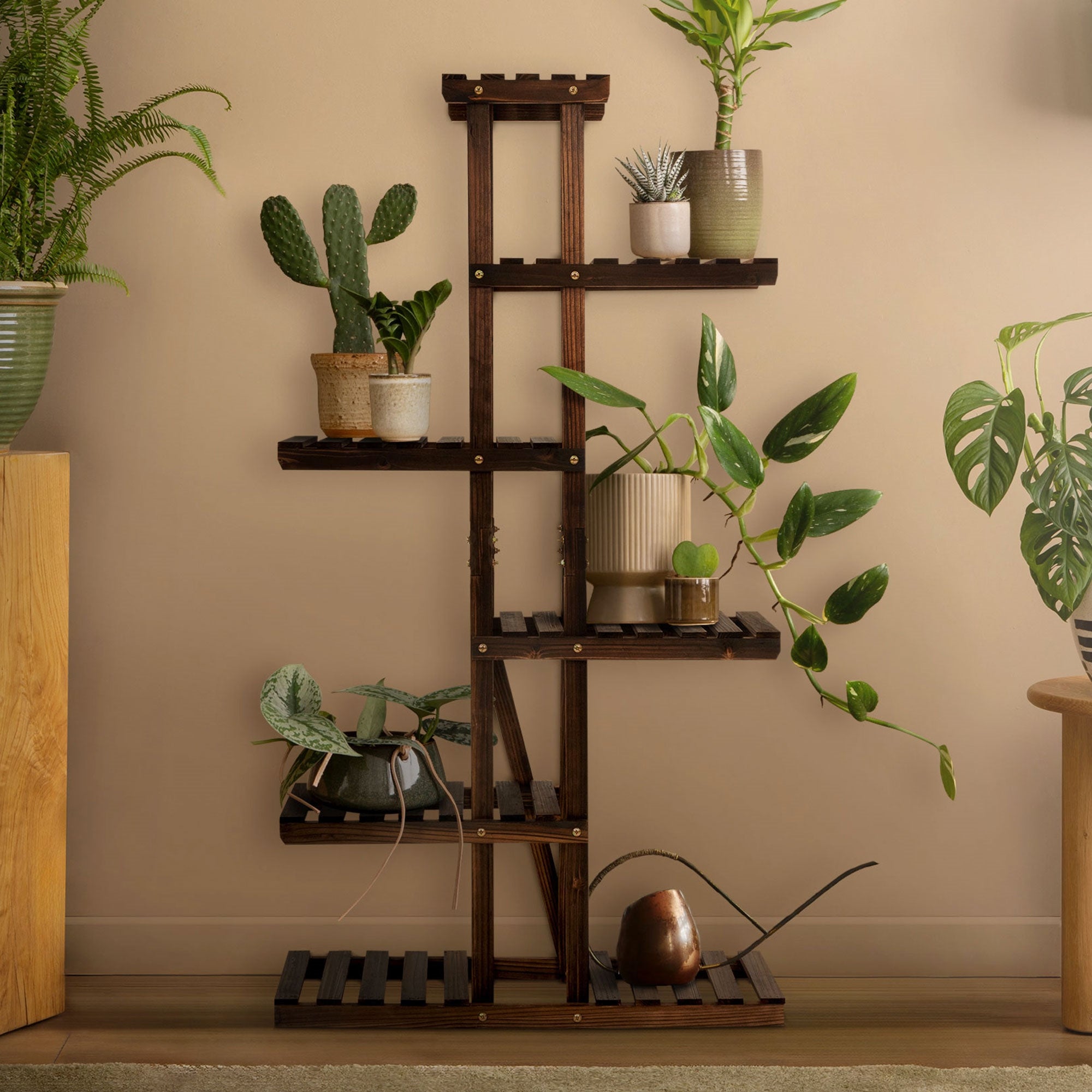 Soporte Para Plantas De Madera De 4 Niveles Para Interi | Cuotas sin