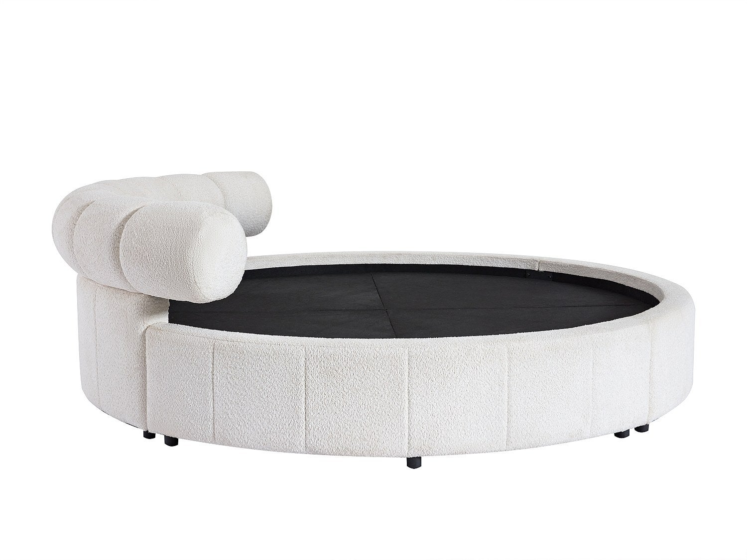 Lit rond 220 x 220 cm - Tissu bouclette - Blanc - ROGILA - 5
