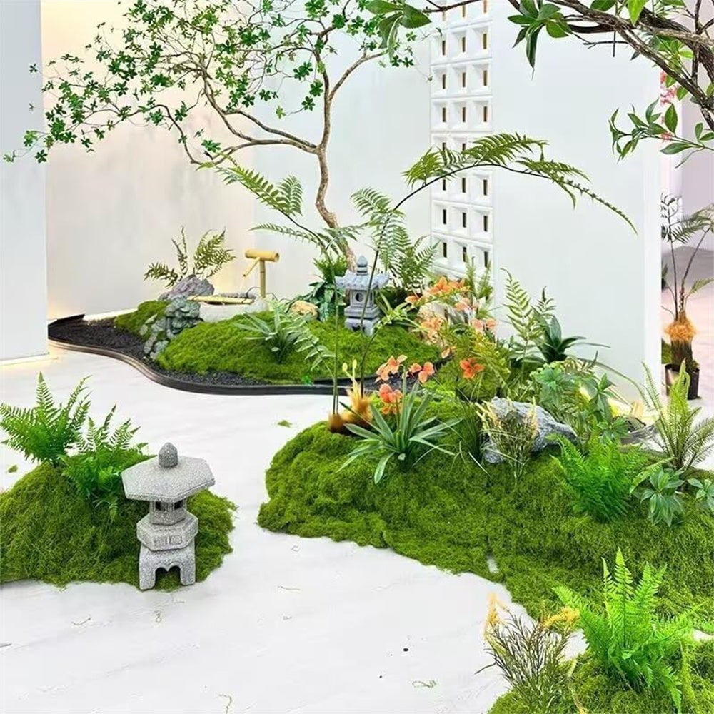 Muschio, verde chiaro, imitazione muschio naturale, muschio artificiale, ideale per lavori artigianali, decorazioni pasquali e natalizie, 100 x 100 cm - 5