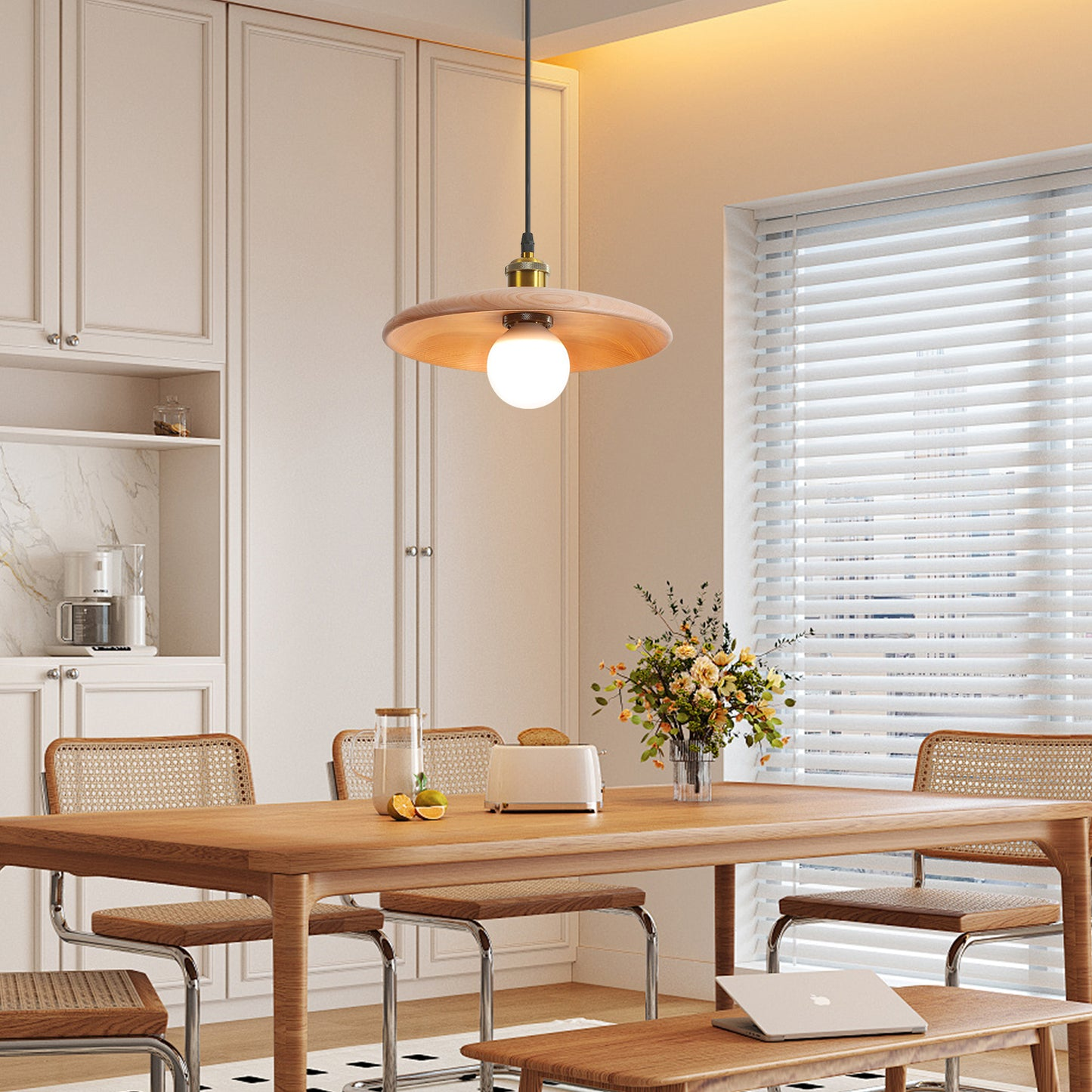 Lampa wisząca 35 cm, żyrandol w stylu vintage z żarówką, lampa sufitowa, lampka nocna, 3 regulowane temperatury barwowe, regulowana wysokość - 3