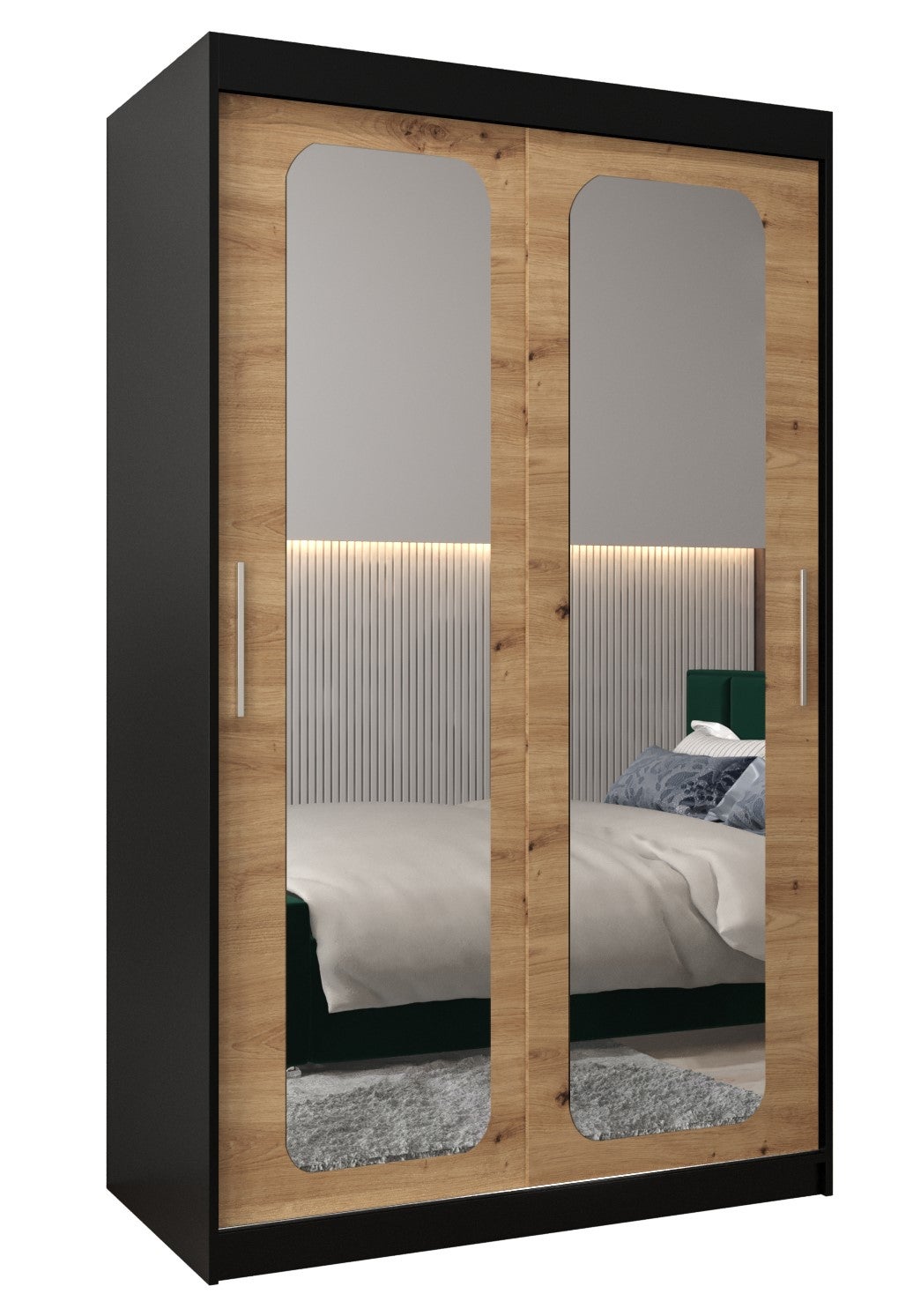 Szafa przesuwna garderoba PROMO T3 120 x 62 x 200 cm Czarny + Artisan - Abiks Meble