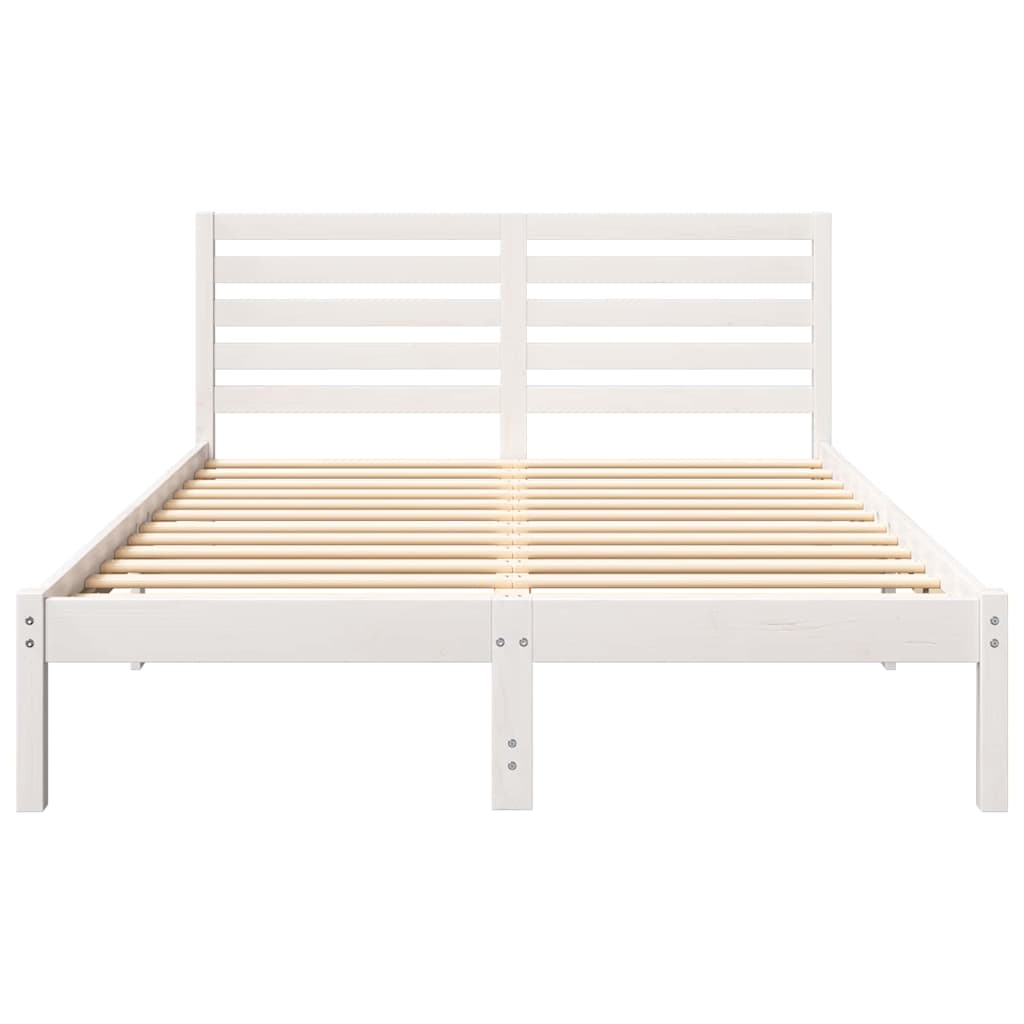 Cadre de lit avec tête de lit en pin massif blanc, 120 × 190 cm - 5