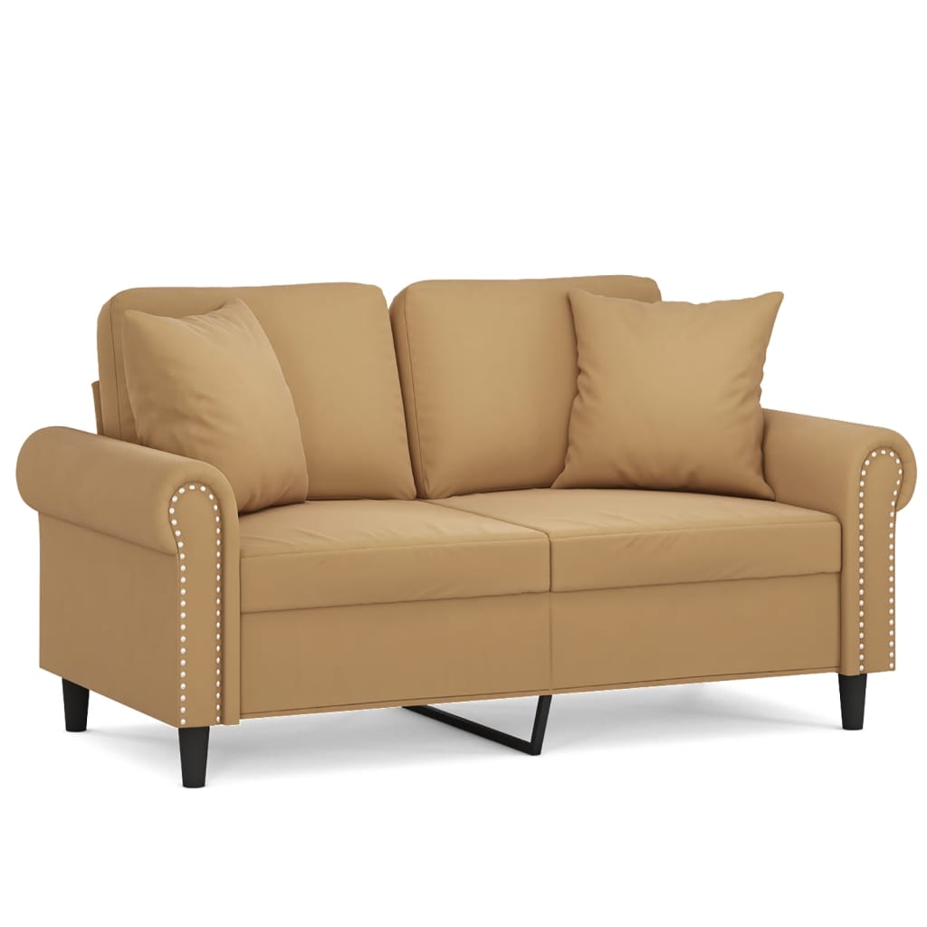 Sofá de 2 plazas | sofá de salón | sofá de descanso con cojines terciopelo marrón 120 cm cfw712602