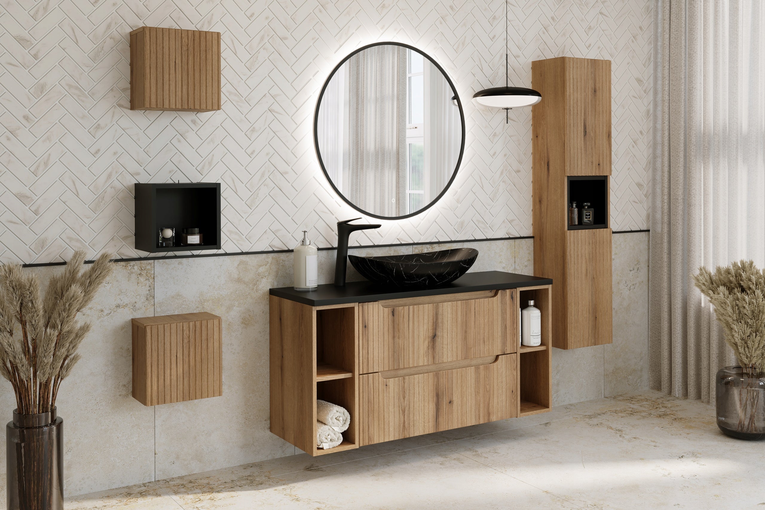Szafka łazienkowa Nova Coast Evoke 50 cm dab 2 szuflady ryflowana - 9