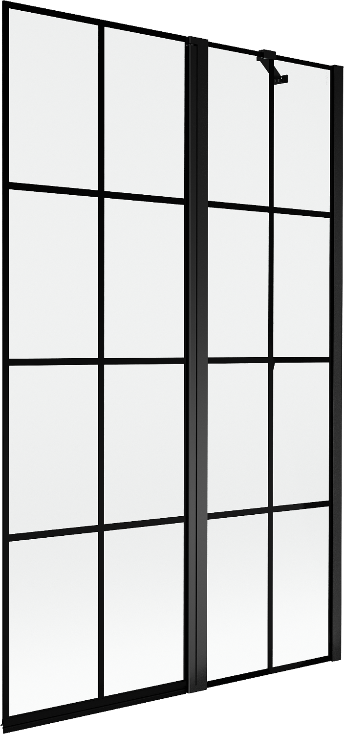 Mexen Mist parawan nawannowy 2-skrzydłowy prawy 110 x 150 cm, czarna kratka, czarny - 8A9-110-011-70-77-P