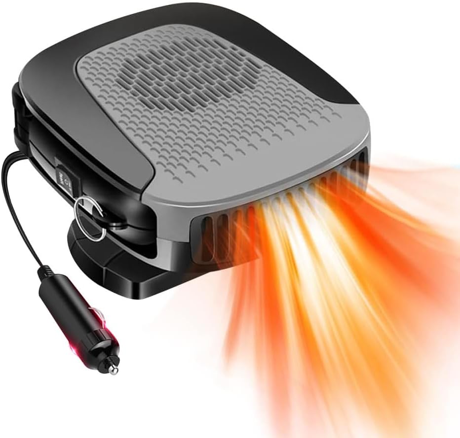 Ogrzewacz samochodowy 12 V, przenośne ogrzewanie i chłodzenie 2 w 1, wentylator grzewczy, odmrażacz szyby przedniej, obrotowy o 360 stopni