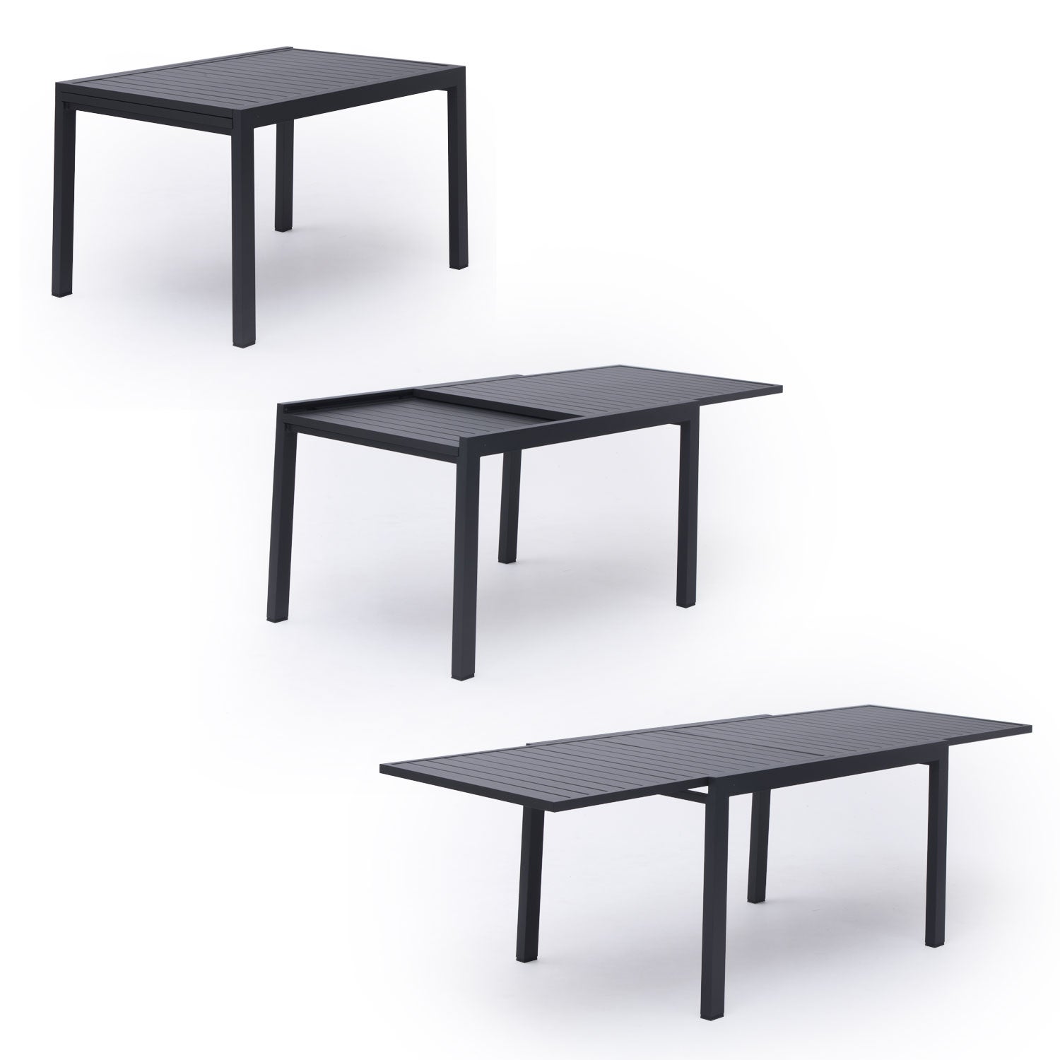 Salon de jardin gris et anthracite aluminium 10 places VENEZIA extensible - 2