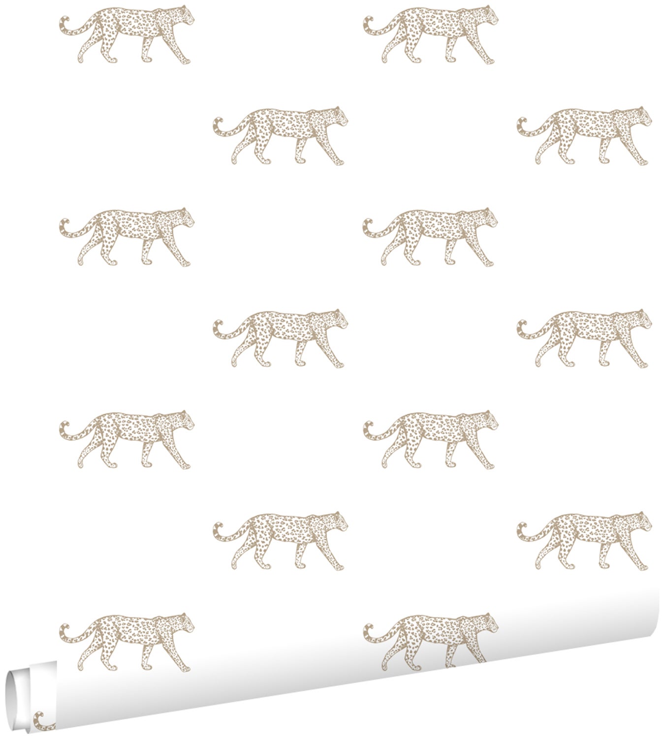 Tapeta pantery białymIbeżowym - 53 cm x 10.05 m - ESTAHOME