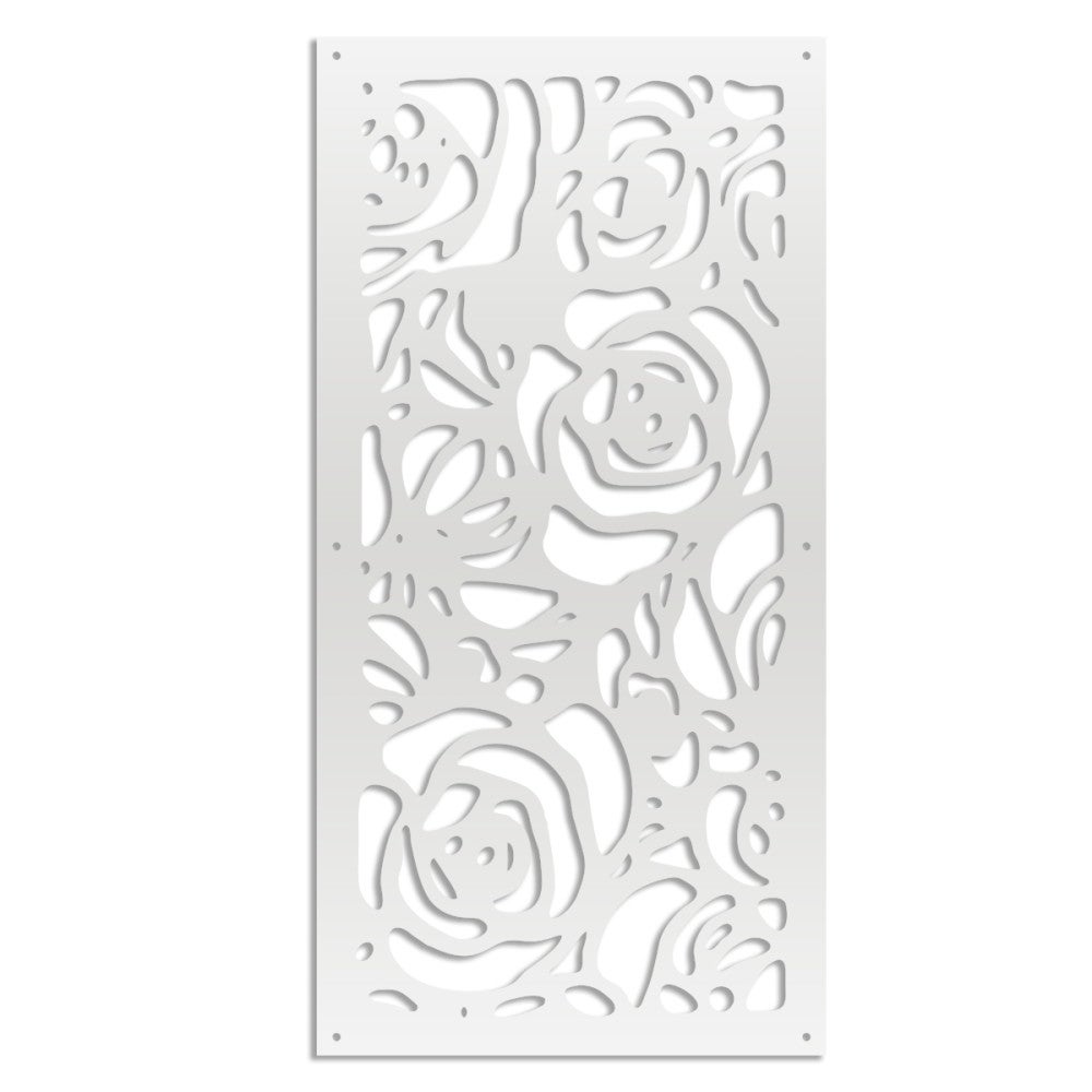ROSES - Panel perforowany z PCV - Parasol przeciwsłoneczny - Rozmiar 73x148 cm - Grubość 1 cm - Kolor BIAŁY