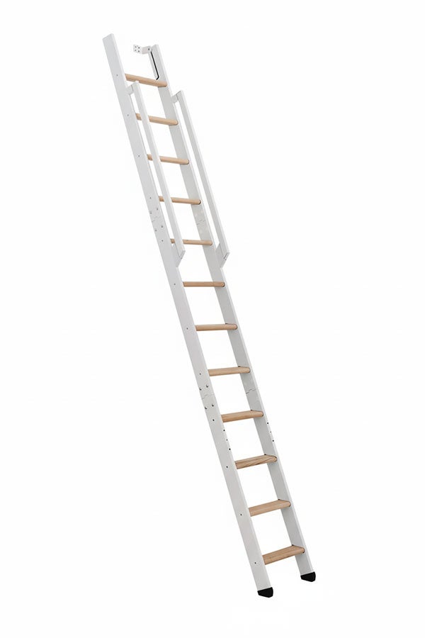 Echelle de meunier rabattable blanche 10 marches - Hauteur sol à sol 2.43m - Largeur 36cm - STRONG-250-BL