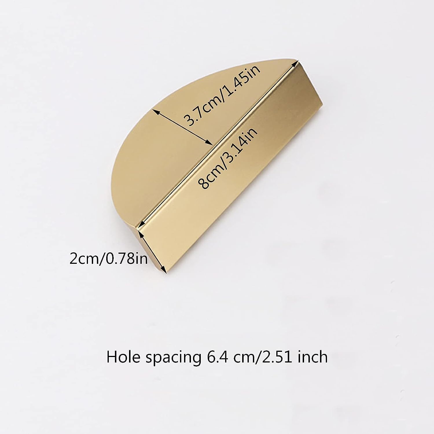Zestaw 4 uchwytów meblowych w kształcie półksiężyca - aluminium Do salonu, kuchni, biura, stolika nocnego, komody, szafek Złoty - 2
