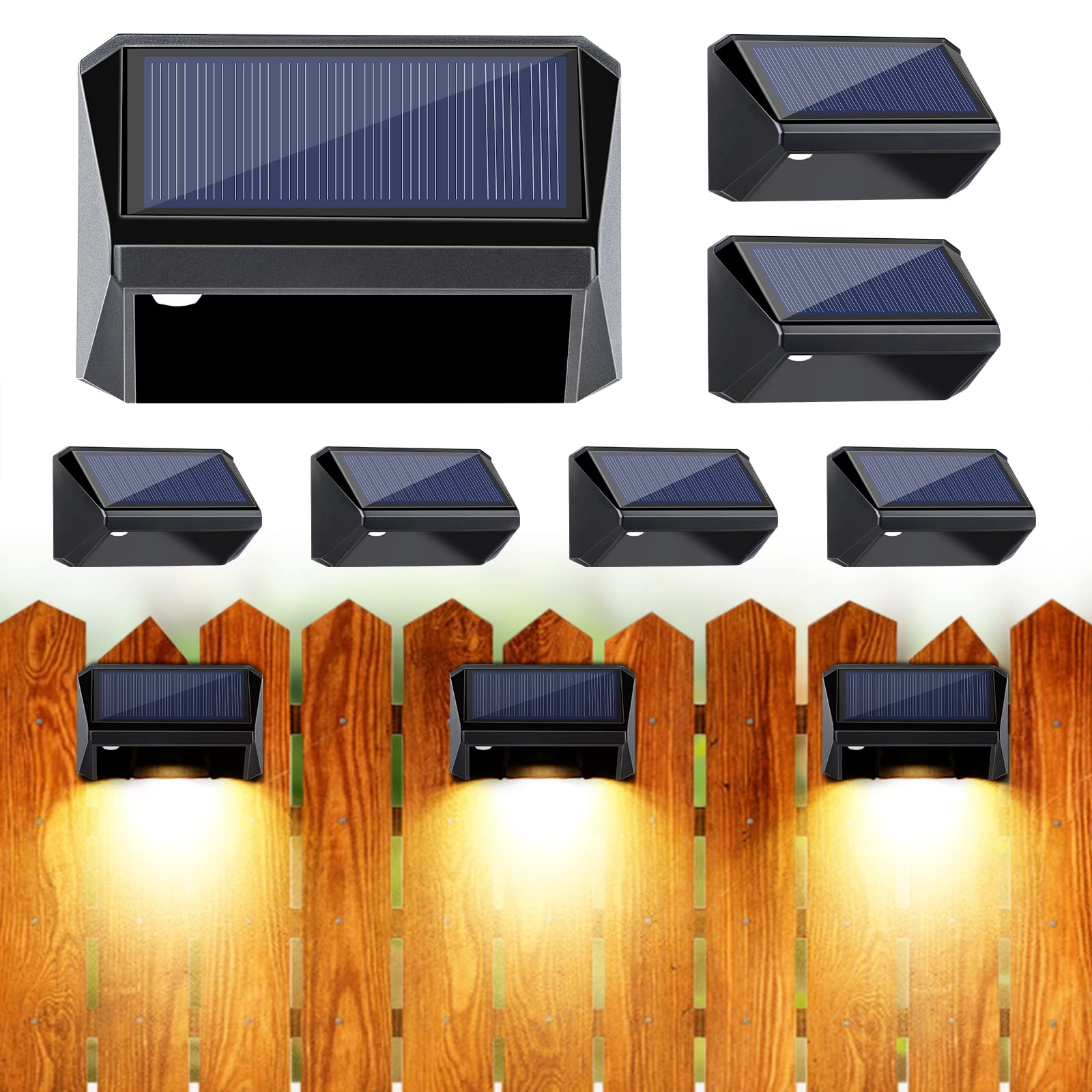 Zestaw solarnych lampek ogrodzeniowych z trybami ciepły biały zimny biały i RGB wodoodporne oświetlenie zewnętrzne solarne oświetlenie pomostowe
