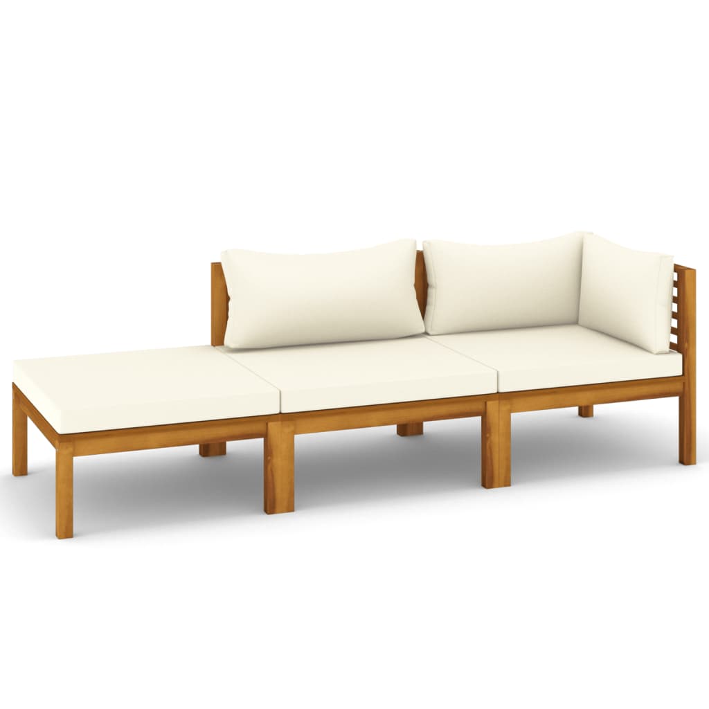 Salon bas de jardin en bois Beige 3 personnes - 2