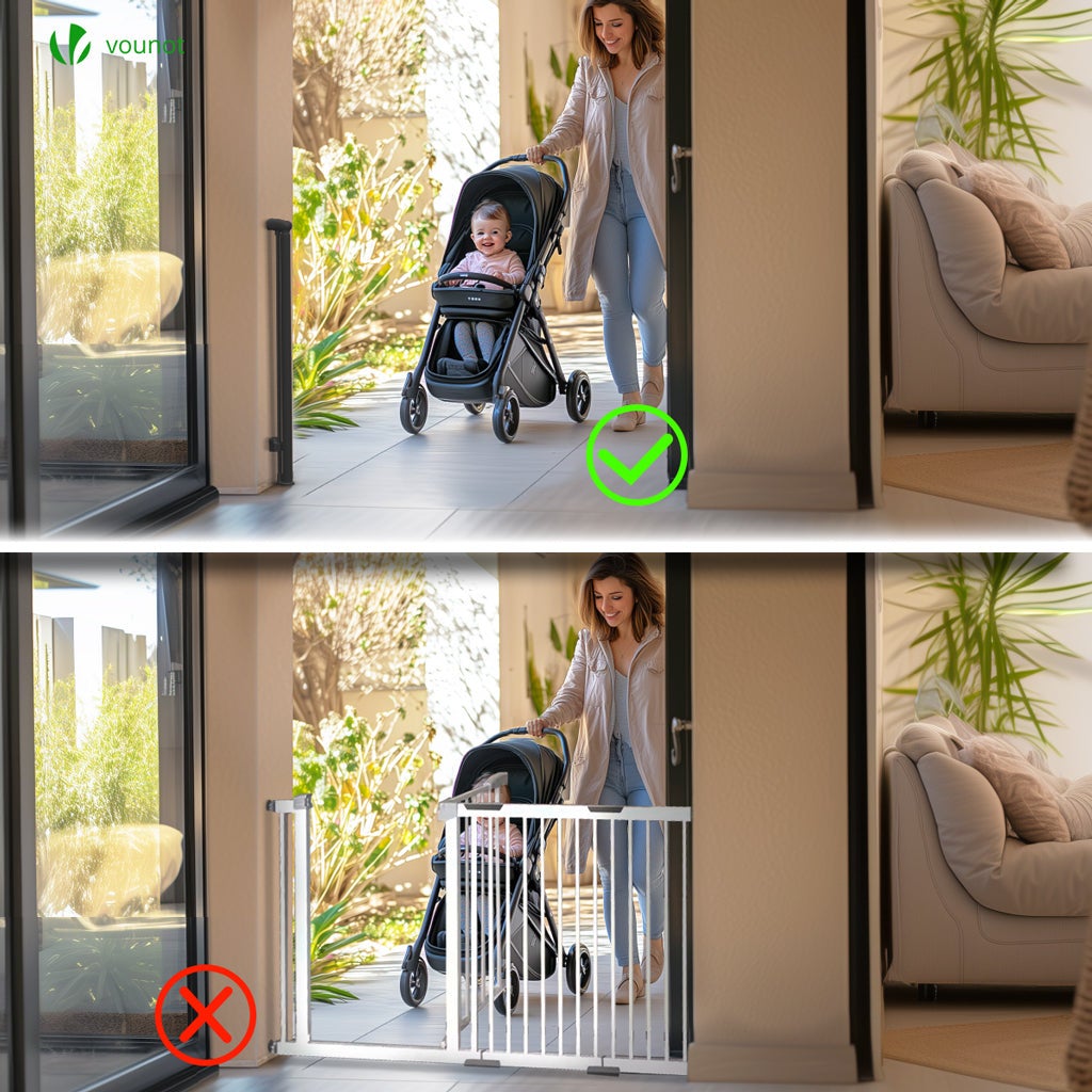 VOUNOT® Cancelletto Sicurezza Estensibile, 0-180 cm Cancello per Cani Barriera di Sicurezza Regolabile per Scale, Corridoi e Porte, Nero - 3