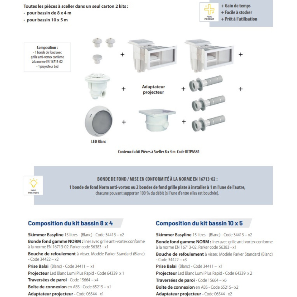 Kit pièces à sceller tout en un piscine 10x5 Astral Pool - 2