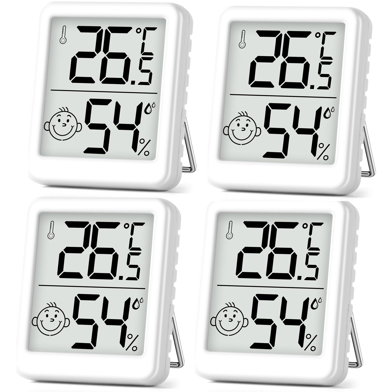 4 szt. Miniaturowy termometr LCD, higrometr wewnętrzny, termometr domowy odpowiedni do pokojów dziecięcych, sypialni osób starszych itp.