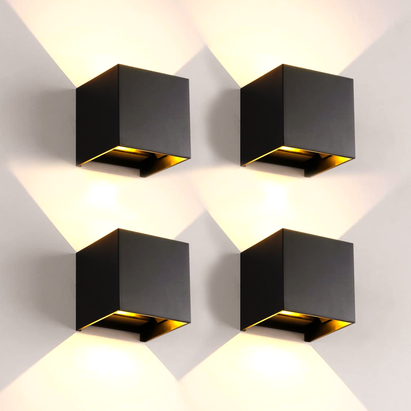 Lot de 4 appliques murales d'intérieur, appliques murales LED modernes en aluminium, applique murale câblée haut et bas, blanc chaud - 7