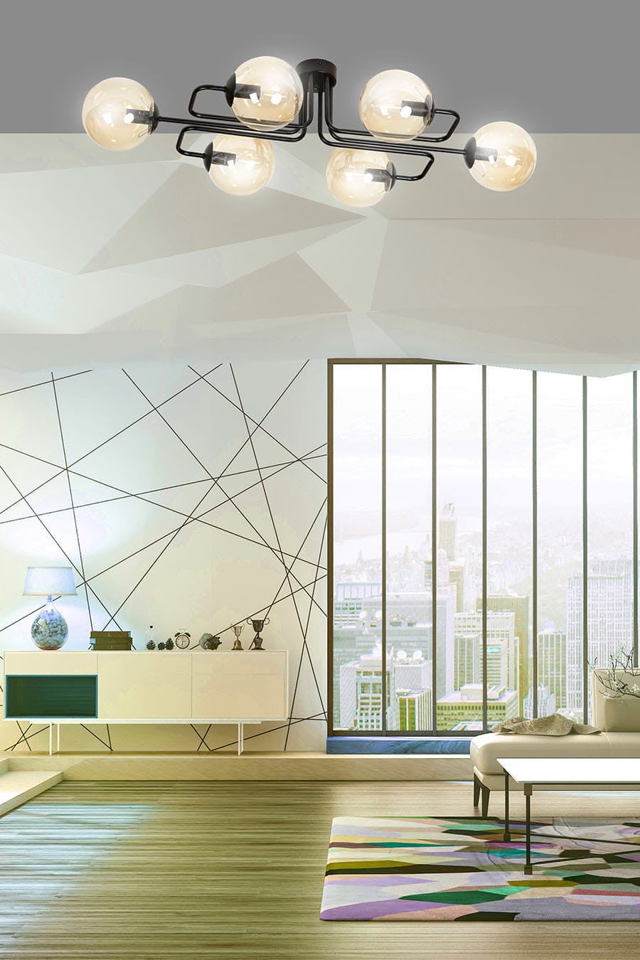 Lampa wisząca Brendi czarno-miodowy 6xE14x40W wym: 32 x 93 cm metal Emibig - 7