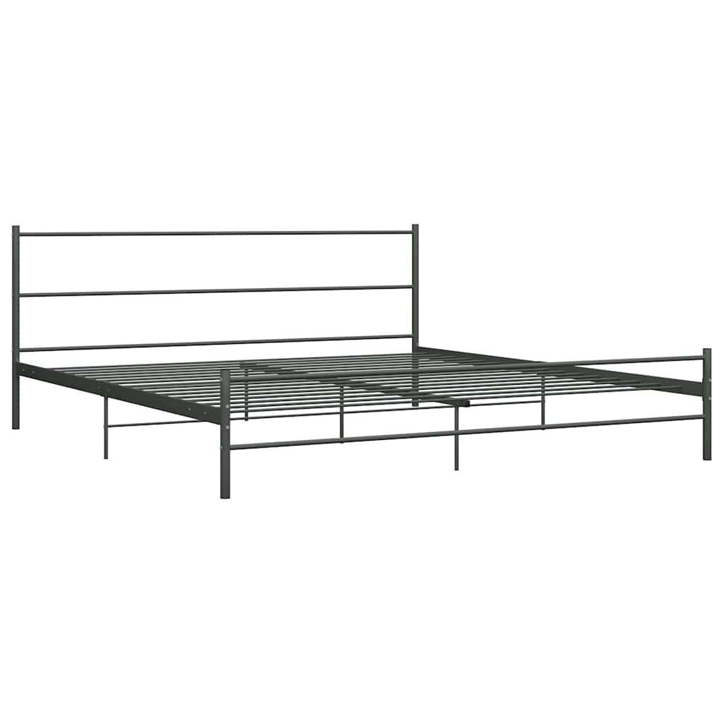 Łóżko Metalowe Szare Rama Łóżka Ze Stelażem Do Pokoju Sypialni 180 x 200 cm