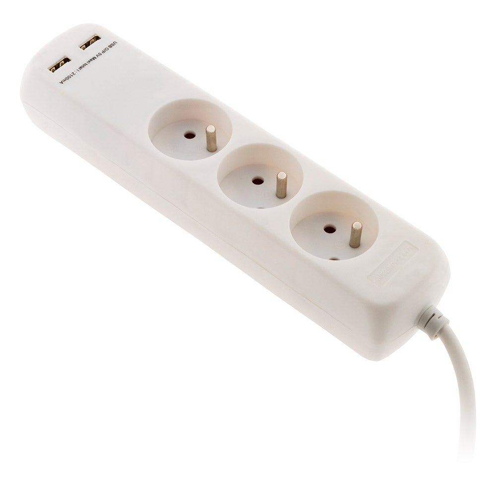 Bloc 3 prises 16A 2P+T avec 2 USB - Zenitech - 4