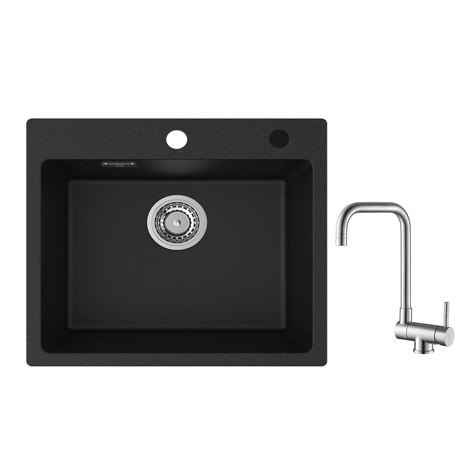 Cecipa max fregadero de cuarzo 50x45cm fregadero de cuarzo de 1 seno fregadero de cocina de granito + grifo de cocina plegable mezclador de fregadero